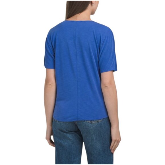 GREEN ENVELOPE Made In Usa Dolman Sleeve Cowl Neck Slub Top - Picture 2 of 2